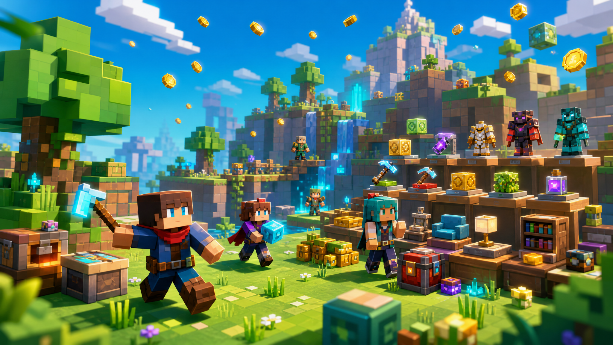 Minecraft-inspired safe gaming guide hero image for Minecoins value tips
